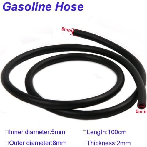 100cm Rubber Gasoline Hose Fuel Gas Oil Delivery Tube Hose Petrol Pipe I/D 5mm O/D 8mm Fuel Pipe For Motorcycle Accessories Hose
