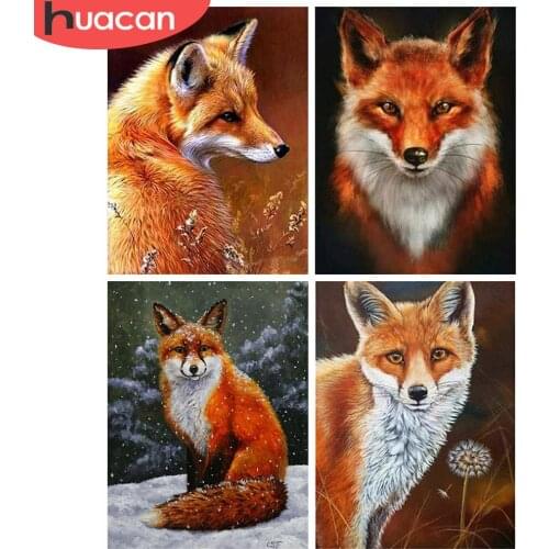 HUACAN 5d Diamond Painting Fox Mosaic Rhinestones Pictures DIY Diamond Embroidery Cross Stitch Animal Needlework Home Decor