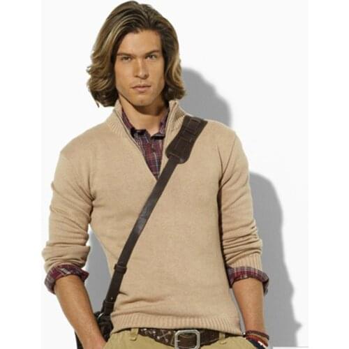 Free Shipping!2020 Hot sale short Zipper Mens Polo Sweater Brand Sweater autumn winter small Horse 100% Cotton Pullover