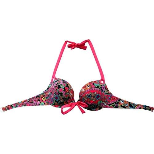 The Underwire Bikini Top Women Swimsuit Black Floral printing Swimwear Biquini Thick Pad Sexy Gril Bikinis Brazilian