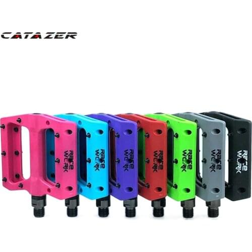 Catazer Bicycle Pedals Nylon Fiber Ultra-light Mountain Bike Pedal Colors Big Foot Road Bike Bearing Pedals Cycling Parts