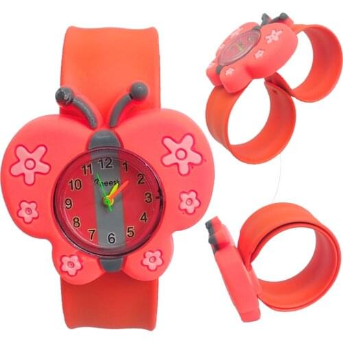 Cartoon 3D Butterfly Watch Children Boys Girls Gifts Students Clock Tape Patted Wristband Kids Watches for Baby Birthday Gift