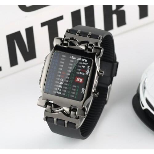 Watch Sport Military Luxury Mens Square Style Cool Colorful LED Digital Watch Binary Watch relogio digital бинарные часы мужские