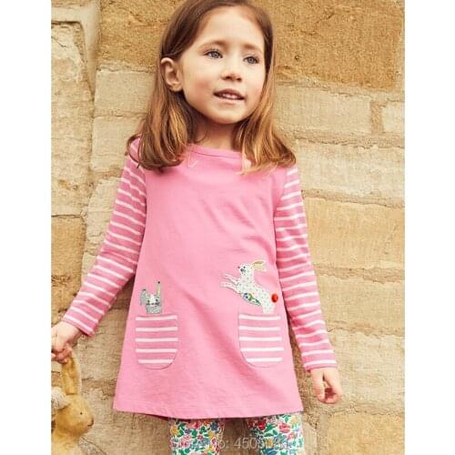 Quality 100% Knitted Cotton Kids Dresses For Girls Bebe Baby Girl Clothes Children Cartoon Tops Tee 2020 Casual One-pieces Dress