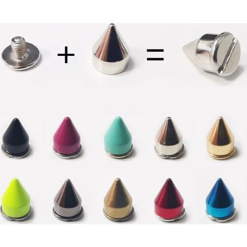HOT 10Pcs Metal Bullet Cone Spike Punk Screwback Studs DIY Crafts Leather Belt Watchband Head Rivets Spikes Decor Nail Buckles