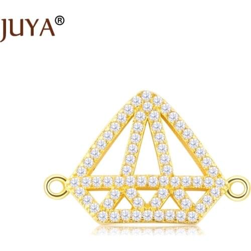 Micro pave CZ rhinestone gemstone shape connectors for jewelry making gold color diy bracelet necklace jewelry findings
