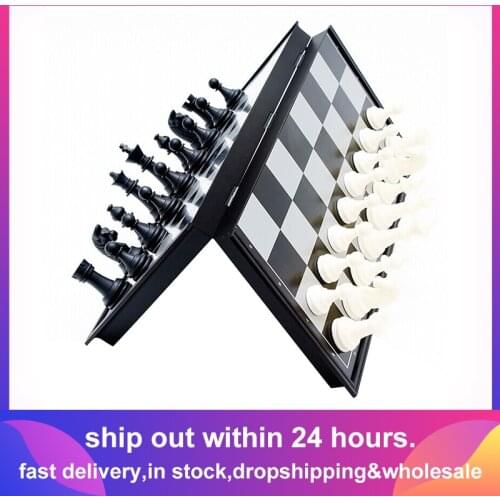 Mini Chess Set Folding Plastic Chessboard Lightweight Board Game Home Outdoor Portable Kid Toy 3 Sizes
