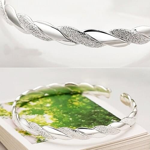 Fashion Women Silver Plated Cuff Charm Chain Wrist Bracelet Bangle