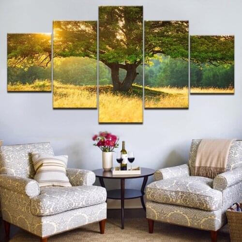 5pcs HD inkjet canvas painting dusk woods landscape group home decoration wall posters modular pictures