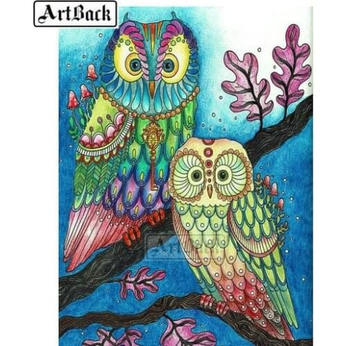 Cartoon full square 5D diamond painting owl icon diy diamond embroidery 3d round diamond mosaic embroidery artwork decoration