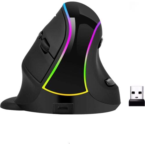 RGB Light Ergonomic Vertical Mouse Wireless Gaming Computer Mice 2400DPI USB 6D Optical Game Big Hand Mause Rechargeable For PC
