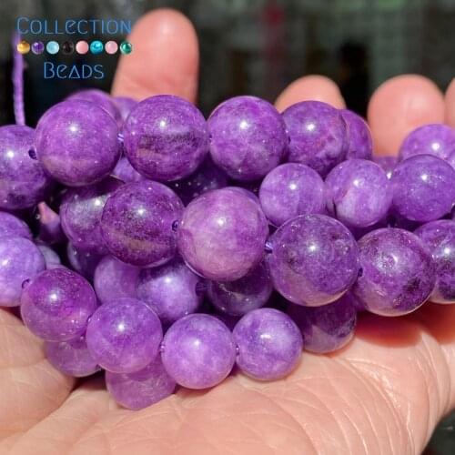 Natural Stone Purple Angelite Chalcedony Jades Round Bead For Jewelry Making 6-10 MM DIY Bracelets Accessories Wholesale