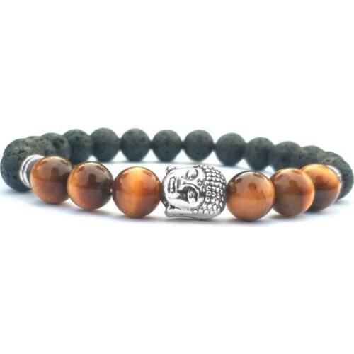 New Product Natural Stone Bracelet Women Jewelry Black Lava Healing Balance Beads Reiki Prayer Buddha Bracelet Men Gifts