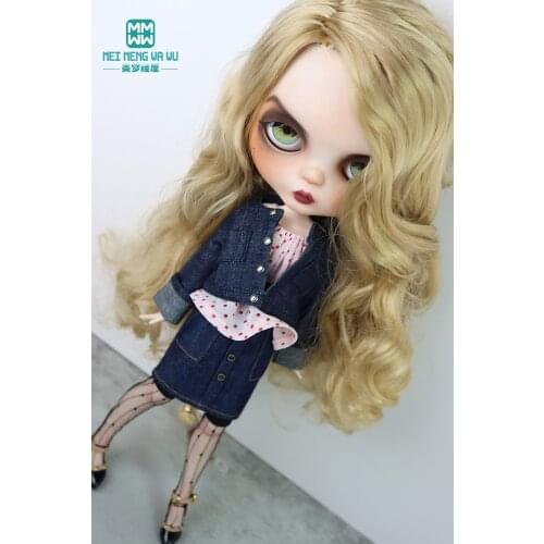 Doll clothes for Blyth Azone OB23 OB24 doll accessoreis Fashion denim suit Short skirt
