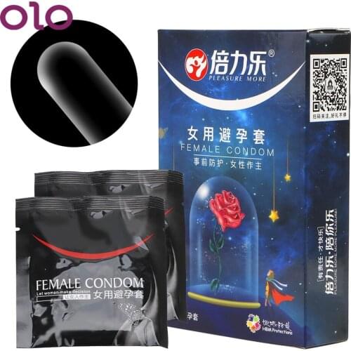 OLO 2 Pcs/Box Penis Sleeve Cock Sleeves Female Condom Ultra-thin Contraceptives For Sex Intimate Products Condoms For Women