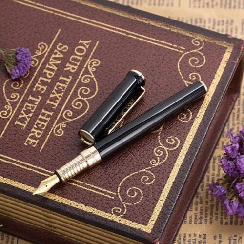 Picasso Unique POLO Metal Fountain Pen Iridium Fine Nib Bright Black Gift Box Optional Office & Home & School Writing Gift Pens