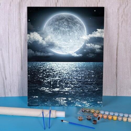 Landscape Moon Coloring By Numbers Painting Kit Acrylic Paints 50*70 Painting On Canvas Loft Picture Adults Drawing