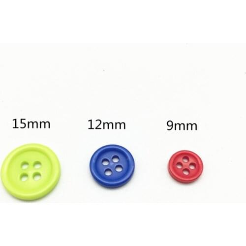 1000pcs 9mm 12mm 15mm Mixed Resin Round Sewing 4 Holes Buttons For Scrapbooking Clothing Accessories