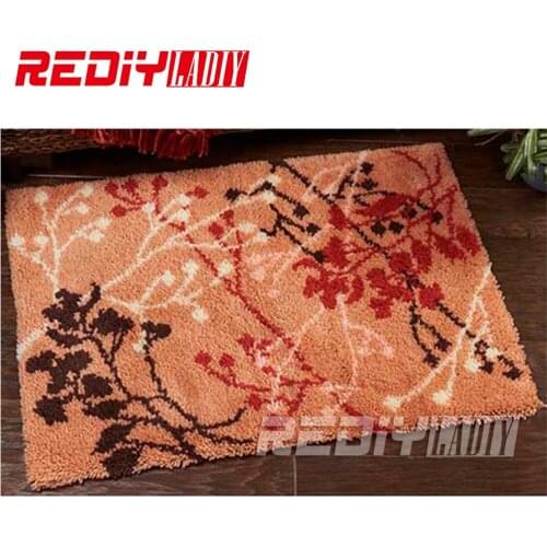 REDIY LADIY Latch Hook Rug Floor Mat Wall Tapestry Spring Beauty Pre-Printed Canvas 3D Yarn Embroidery Unfinished Carpet 85x60cm