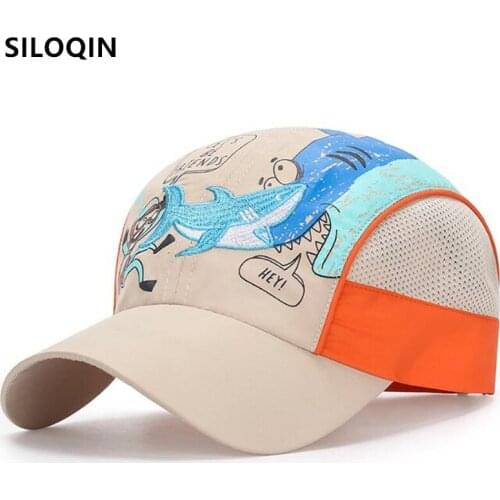 SILOQIN summer childrens hat boys girls mesh cap breathable baseball caps for children lovely cartoons sports cap multicolor