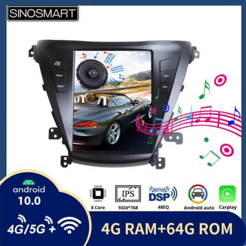 Sinosmart Tesla Style Car GPS Radio Navigation Player for Hyundai Elantra 2014-2015 I35 Avante MD 2014-2015