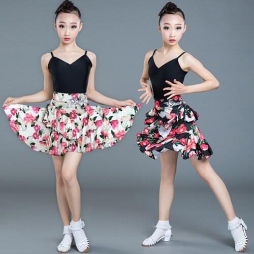 Summer ChildrenS Latin Dance Skirt Girls Floral Sling Split Practice Clothes Latin Dance Costumes Kids Dresses For Girls SL3722
