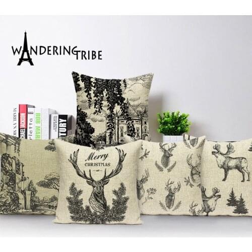 Farmhouse Scenic Cushion Cover Plant Animal Throw Pillow Case Landscape Cushions Home Decorative 45x45 Custom Pillows Covers