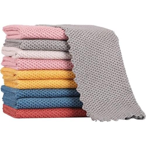 10PCS Super Absorbent Towels For Kitchen Dishcloth House Cleaning Multi-purpose Rags Thickening Microfiber Windows Cloth