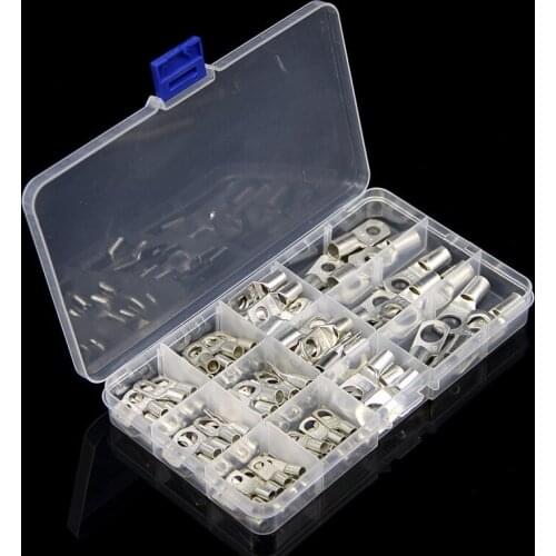 100CPS Assortment Car Auto Copper Ring Terminal Wire Crimp Connector Bare Cable Battery Terminals Soldered Connectors Kit