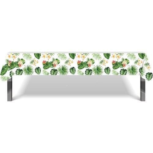 130*220cm Flower Green Leaves Tablecloth Hawaii Party Decoration Baby Shower Disposable Table cover Happy Birthday Party Favor