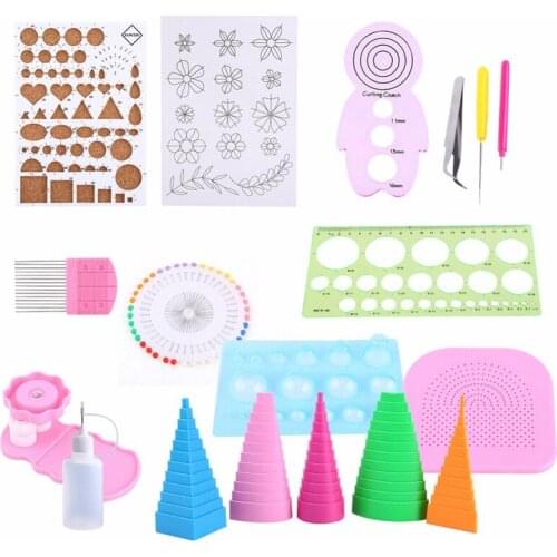 19Pcs DIY Paper Quilling Handmade Tools Set Template Tweezer Pins Slotted Tool Kit Paper Card Crafts Decorating Tools