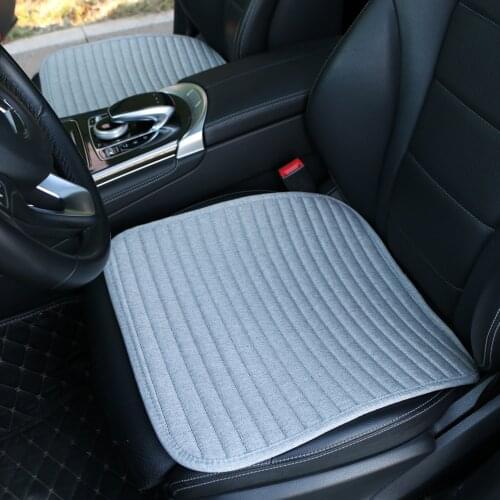 2 Pcs O SHI CAR Universal Square Front Seat Cushion Summer Artificial linen Car seat-Cover Protection Pad for All Cars SUV Truck
