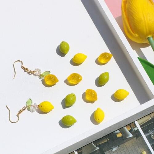 4PCS Lemon Shape Pendant Glass Beads for Jewelry Making Findings Diy Earrings Supplies Handmade Bracelet Accessories