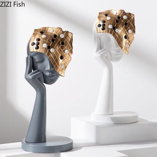Abstract Figures Sculpture Go Chess Character Resins Crafts Desk Decor Portrait Statue Ornaments White Figurines Home Decoration