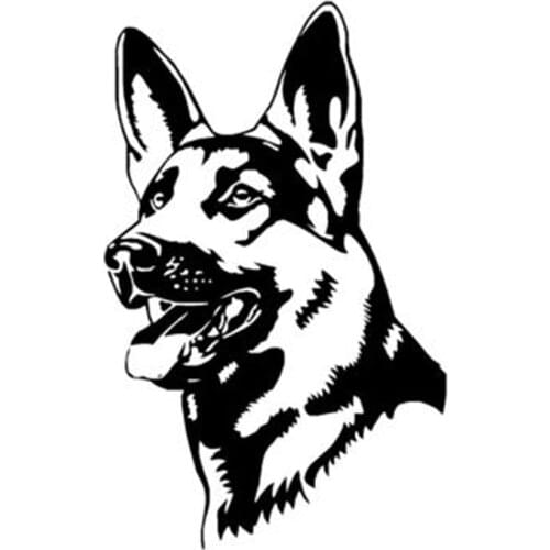 8*12.8CM GERMAN SHEPHERD DOG Animal Car Stickers Fashion Classic Personality Decals Black/Silver C6-1371