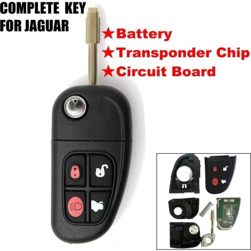 Flip 4 Buttons Remote Key Control Flip Car Key 2002-2008 433MHZ 4D60 Chip For Jaguar X-Type S-Type 1999-2009 XJ XJR Uncut Blade