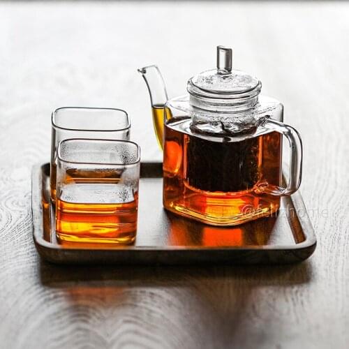 Handmade Borosilicate Glass square teapot, mini teapot, Kung Fu teapot, tea set, heat-resistant glass teapot with filter House