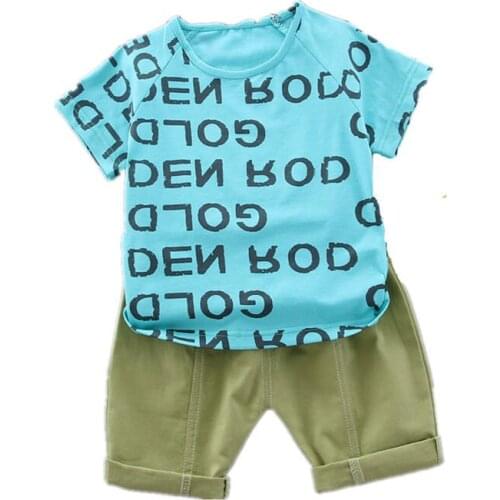 2020 New Summer Baby Boys Clothes Infant Children Clothing full printe letters Kids Cotton T-shirt Shorts 2Pcs/set Fashion Suits