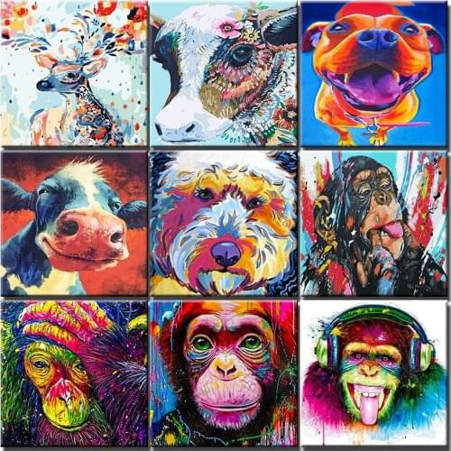 DIY Painting By Numbers Colourful Animals HandPainted Oil Painting Drawing On Canvas Adults Kit Unique Gift Home Decoration Art