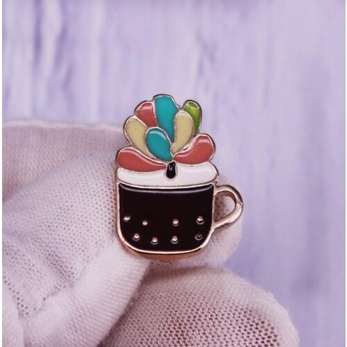 Potted Plant Enamel Pin Cartoon Succulent Brooch Gardening Badge Fashion Jewelry Accessories Gift