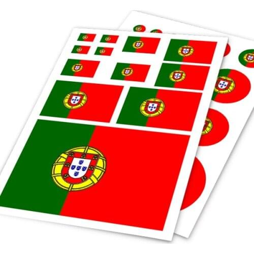 5 Piece Portugal Flags Waterproof Car Bike Motorcycle Wheel Stickers Portuguese Flag for Luggage Phone Home Styling Decoration