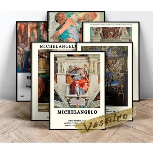 Michelangelo Famous Classic Poster, The Last Judgment Rome Vatican The Sistint Chapel Canvas Painting, Vintage Figure Art Prints