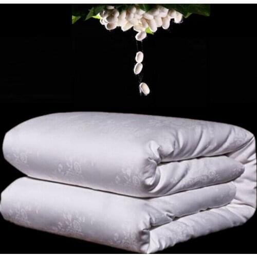 Exquisite Handmade Silk Comforter Natural 100%Silk Filler Quilt Winter Silk Blankets Satin Jacquard Cotton Cover Accept Custom