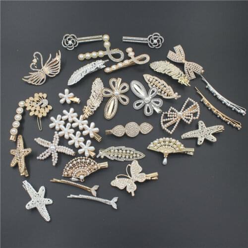 NEW Creative Alloy Rhinestone Pearl Hair Clip for Women Hair Accessory Girls Geometric Hair Barrette Gift For Her