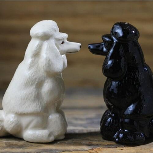 Ceramic Seasoning Pot Set Simulation Hand Drawn Cartoon Poodle Gift Decoration Salt Pepper Sugar Bottle Home Kitchen Supplies