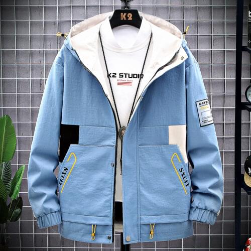 2021 Spring Factory Price New Trend Casual Hooded Mens Jacket Cargo Thin Outdoor Streetwear Zipper Bomber Coat Oversize M-3XL