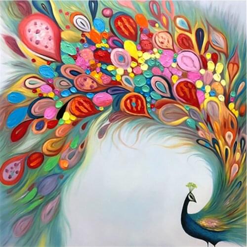 Oil Feather Peacocks Diamond Painting Animal Round Full Drill Nouveaute DIY Mosaic Embroidery 5D Cross Stitch Home Decor