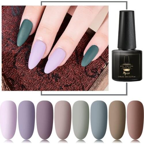 Mtssii 6ml Matte Top Coat Color UV Gel Nail Polish Gray Series Semi Permanent Soak Off UV Gel Varnish DIY Nail Art Gel Paint