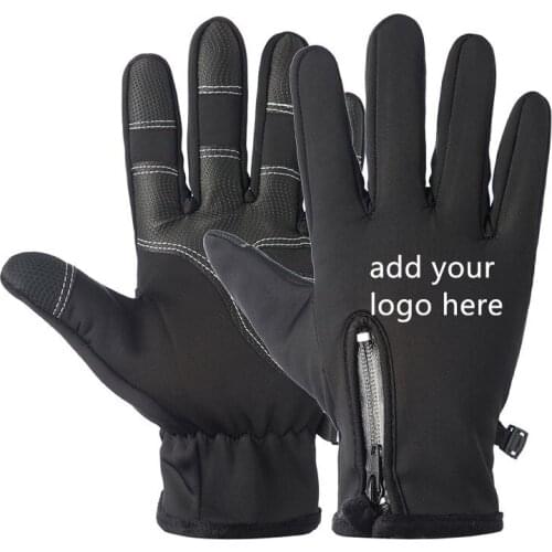 Customize Your Logo Men Winter Skiing Gloves Sport Waterproof Windproof Mittens Antiskid Touch Screen Gloves DIY