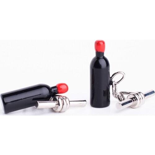 Novelty cufflinks champagne and wine bottle cufflinks design men cuff links wholesale retail